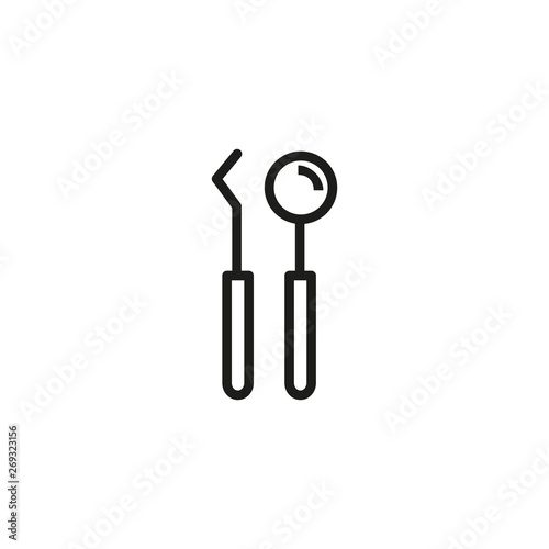 Dental tools line icon. Instrument, mirror, broach, equipment. Teeth health concept. Vector illustration can be used for topics like dentist, dentistry, occupation