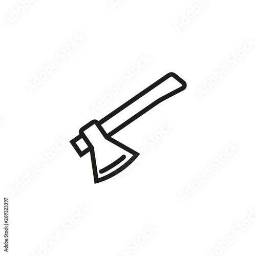 Wood axe line icon. Hatchet, hand ax, sharp. Hiking concept. Vector illustration can be used for topics like camp, campsite, campfire