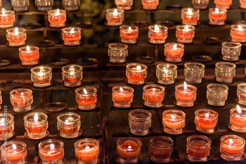 Candles in Salzburg Cathedral. Salzburg. Austria