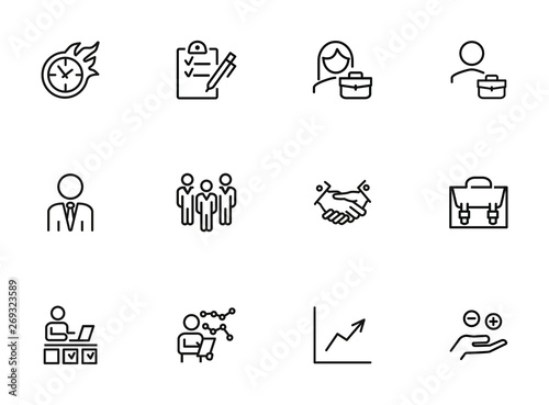 Business consulting line icon set. Corporate, expertise, examining. Business analysis concept. Can be used for topics like management, business support, company