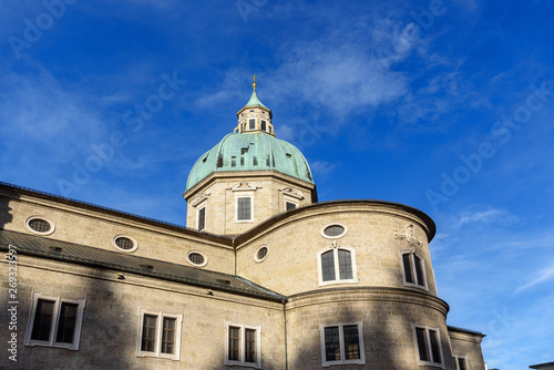 Dome of Salzburg Cathedral or Salzburger Dom is baroque roman catholic church. Salzburg. Austria