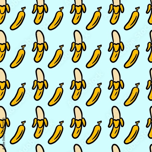 seamless pattern background of banana on blue color © mansum008