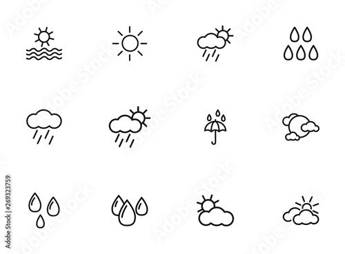 Weather line icon set. Season, nature, water. Climate concept. Can be used for topics like meteorology, outdoor, synoptic