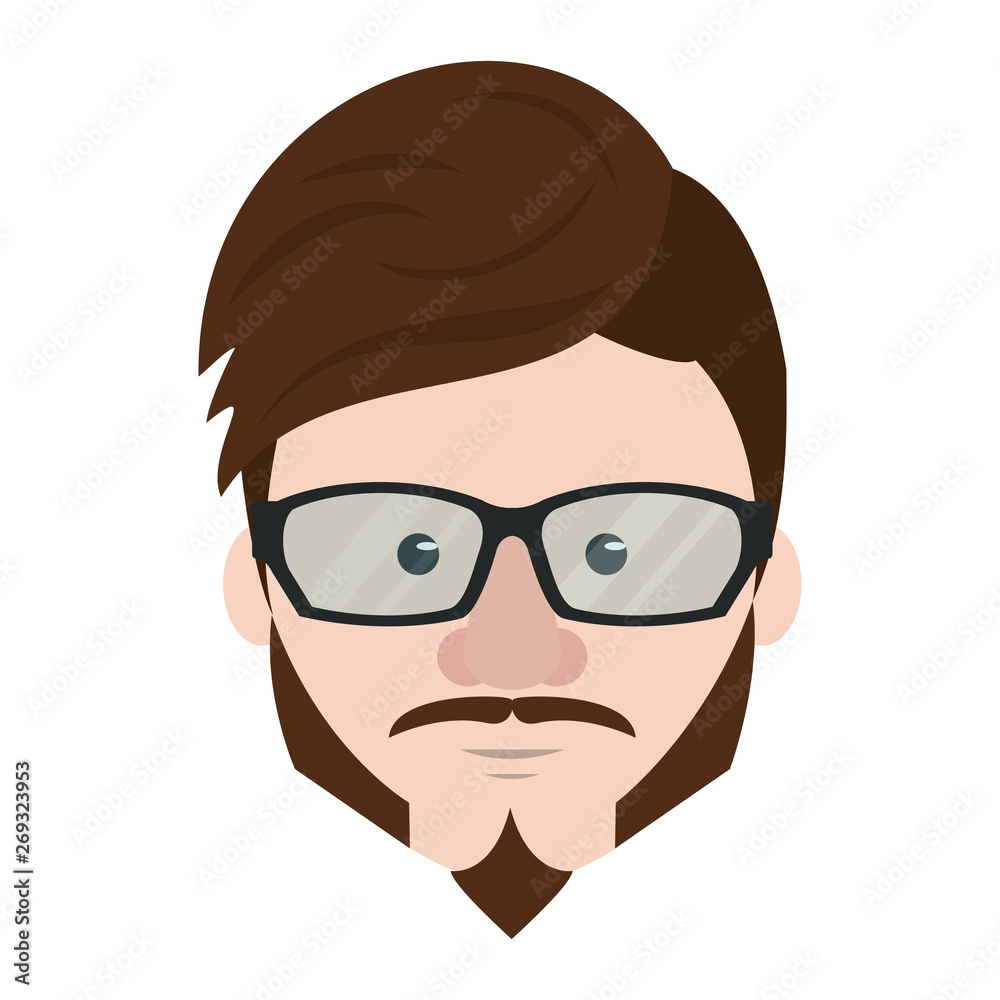 Hipster guy face cartoon vector illustration