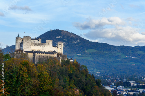 Hohensalzburg Fortress on small hill. Salzburg. Austria © Elena Odareeva