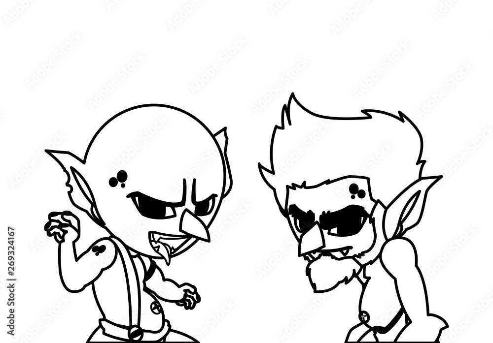 ugly troll with caveman gnome magic characters