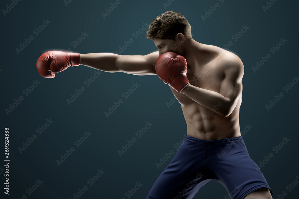 Obraz premium Boxer throwing a right cross