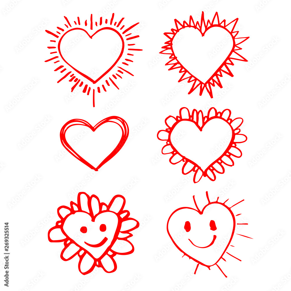 Hand drawn heart icon sign