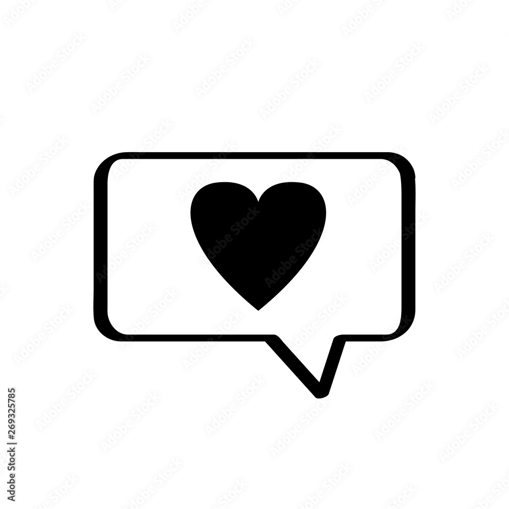 Isolated heart shape icon on a bubble chat - Vector Isolated heart shape icon on a bubble chat - Vector