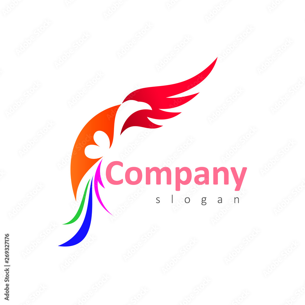 bird logo and letter E, eagle logo with letter e design template