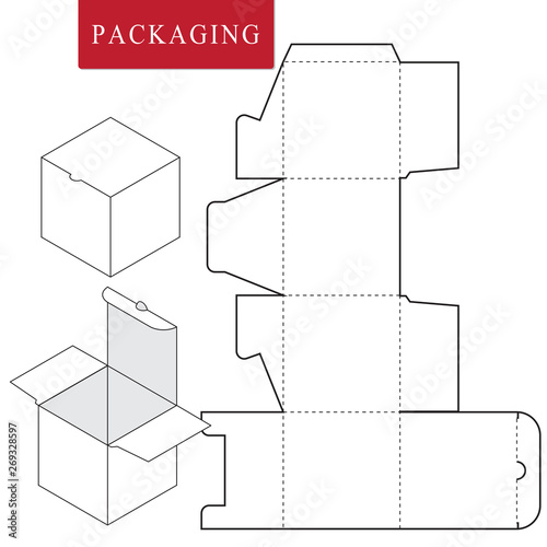 Package for bakery.Vector Illustration of Box.Package Template. Isolated White Retail Mock up.