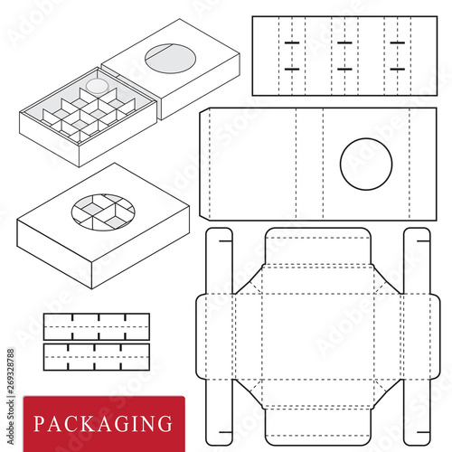 Package for bakery.Vector Illustration of Box.Package Template. Isolated White Retail Mock up.