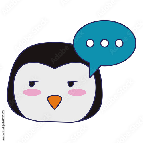 Cute penguin animal cartoon blue lines