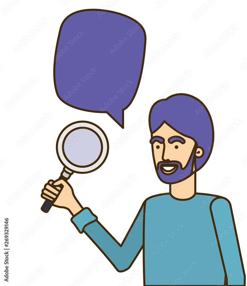 man with magnifying glass in white background man with magnifying glass in white background