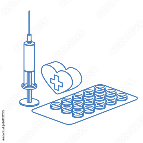 syringe with liquid isolated icon