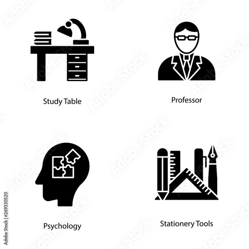 Education Solid Vectors Set