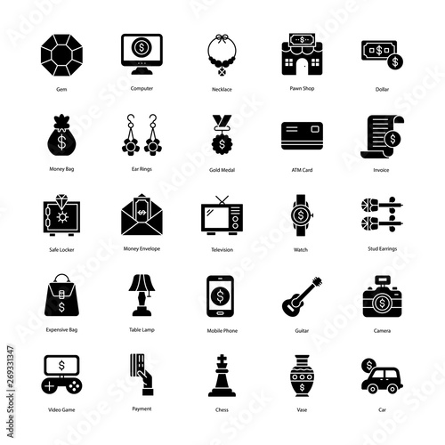 Pawn Shop Solid Icons Pack