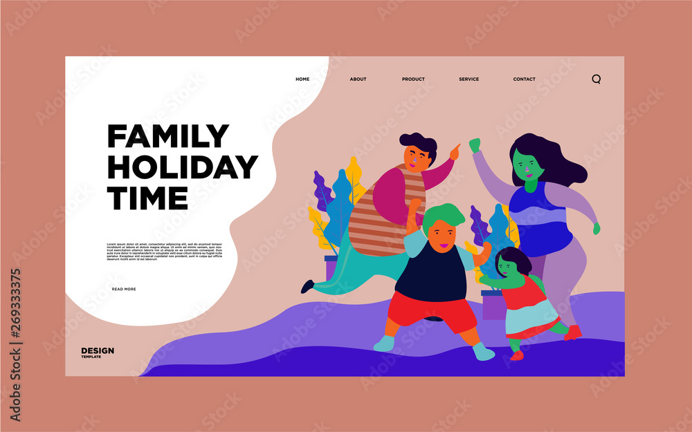 Illustration of Family Holiday for landing page  website  banner. Illustration can use for, landing page, template, ui, web, homepage, poster, banner, flyer