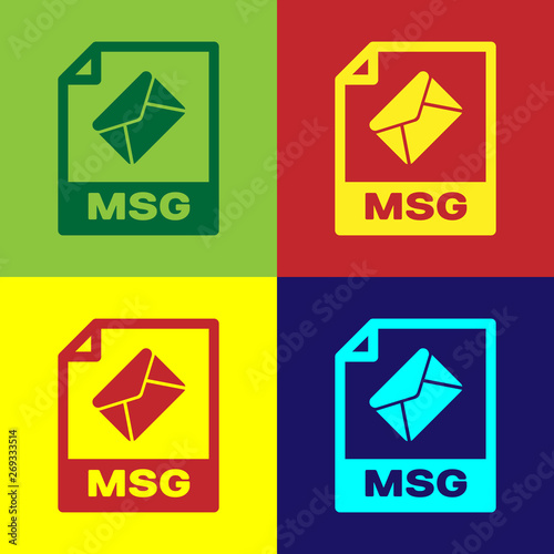 Color MSG file document icon. Download msg button icon isolated on color backgrounds. MSG file symbol. Vector Illustration