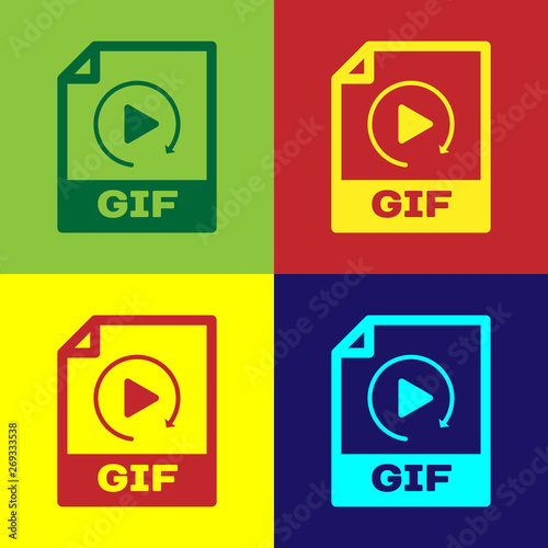 Color GIF file document icon. Download gif button icon isolated on color backgrounds. GIF file symbol. Vector Illustration