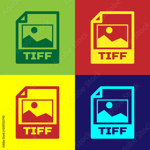 Color TIFF file document icon. Download tiff button icon isolated on color backgrounds. TIFF file symbol. Vector Illustration