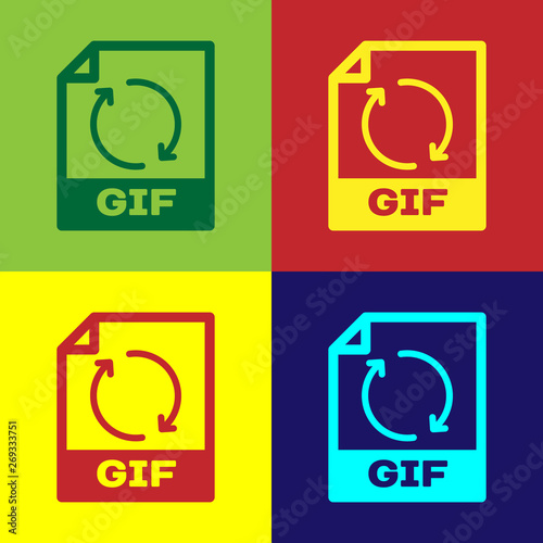 Color GIF file document icon. Download gif button icon isolated on color backgrounds. GIF file symbol. Vector Illustration
