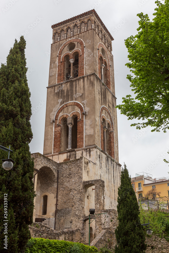 Ravello, Italy. 04-23-2019.  Church tower, Ravello Italy.