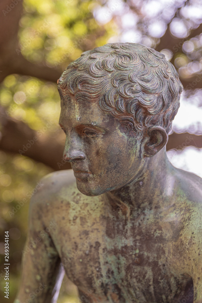 Ravello, Italy. 04-23-2019. Statue  in  Villa Cimbrone garden, Ravello Italy.