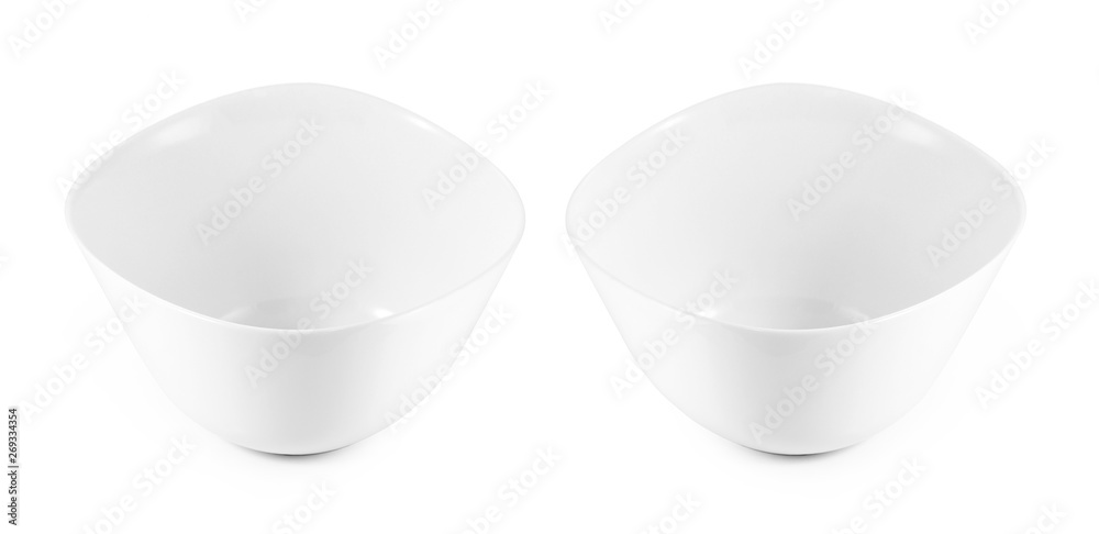 empty white bowls on white background empty white bowls on white background