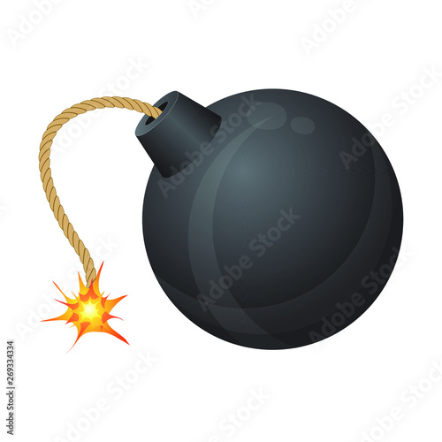 Bomb with burning fuse vector illustration isolated on white background