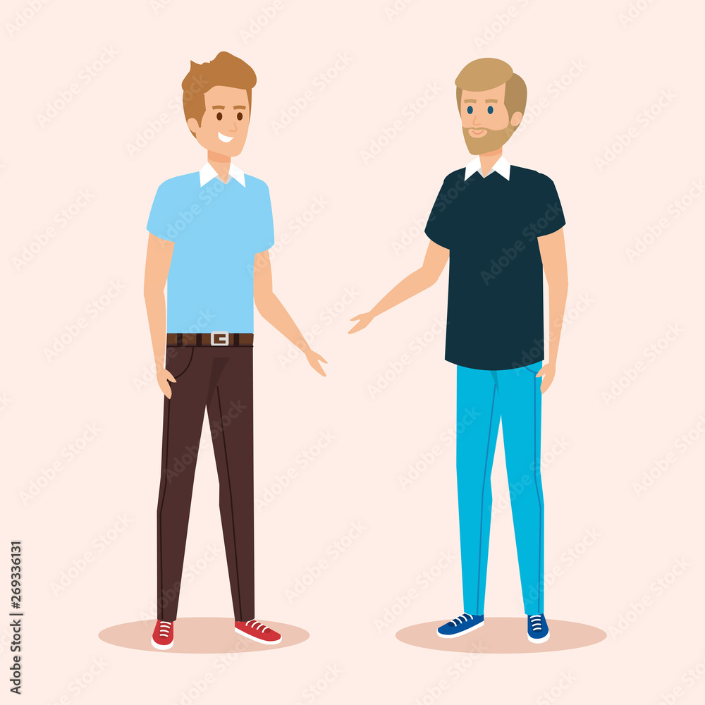 boys friends with hairstyle and casual clothes boys friends with hairstyle and casual clothes