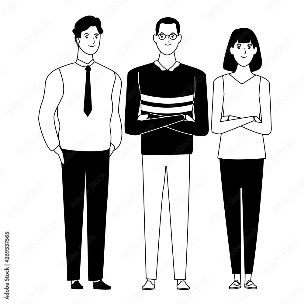 group of people avatar cartoon character in black and white group of people avatar cartoon character in black and white