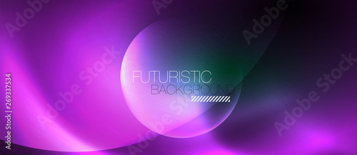 Neon glowing circles vector abstract background