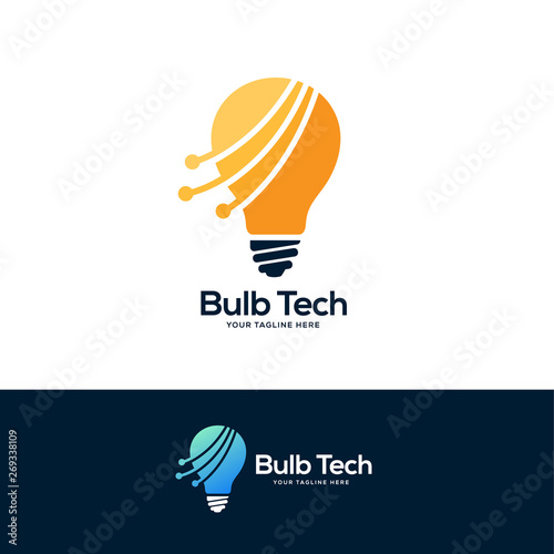 tech lightbulb logo designs concept, creative icon symbol technology logo, bulb logo designs