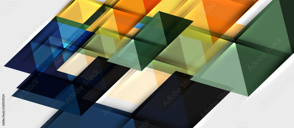 Obraz premium Abstract geometric background. Modern overlapping triangles. Unusual color shapes for your message. Business or tech presentation, app cover template
