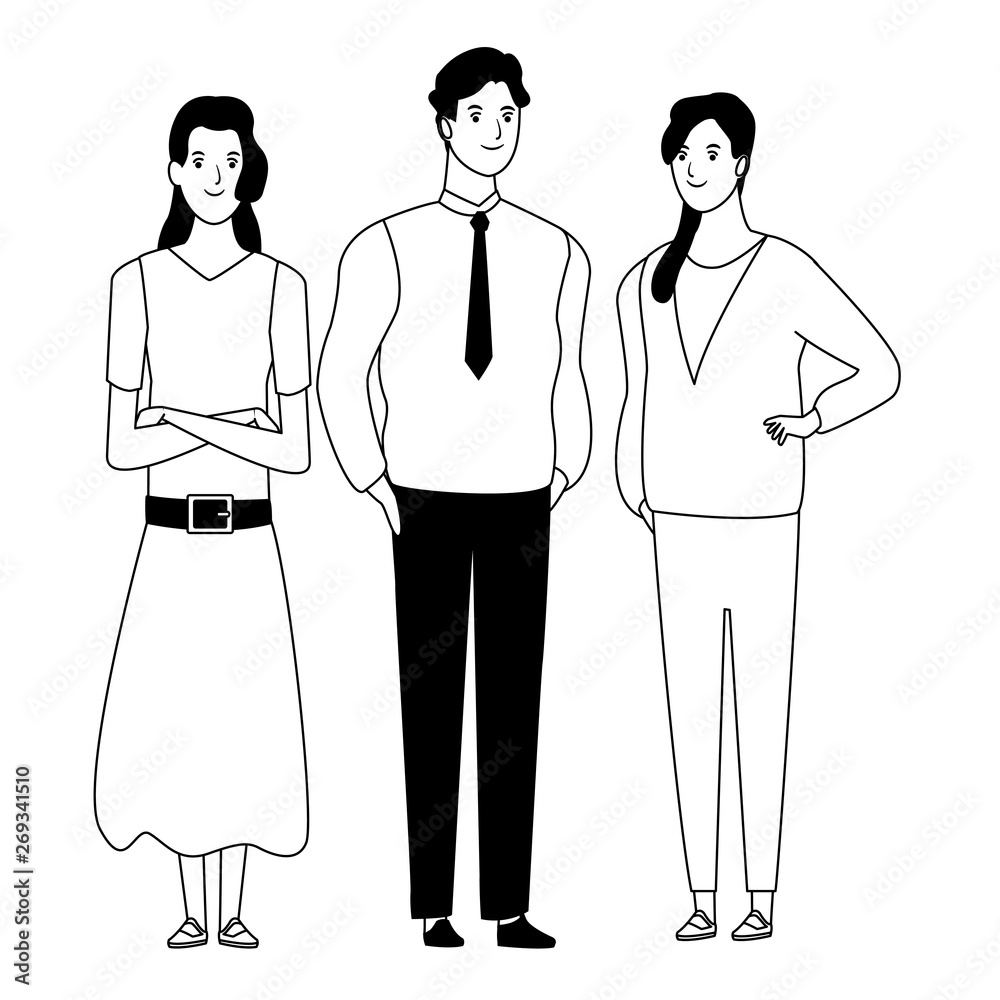 group of people avatar cartoon character in black and white group of people avatar cartoon character in black and white