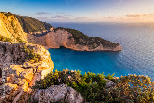 Navagio bay and Ship Wreck beach in summer. Zakynthos, Greece in the Ionian Sea
