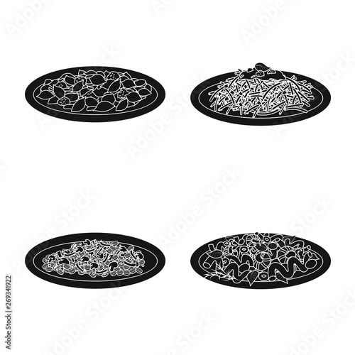 Isolated object of pasta and carbohydrate logo. Set of pasta and macaroni vector icon for stock.