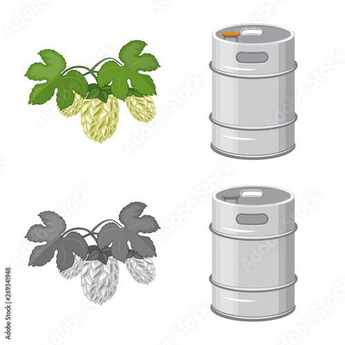 Isolated object of pub and bar symbol. Collection of pub and interior stock vector illustration.