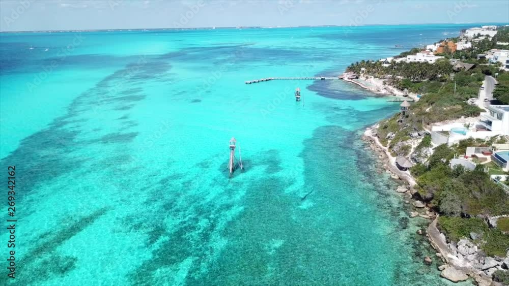 Beautiful island Isla Mujeres, Punta Sur. Aerial View 