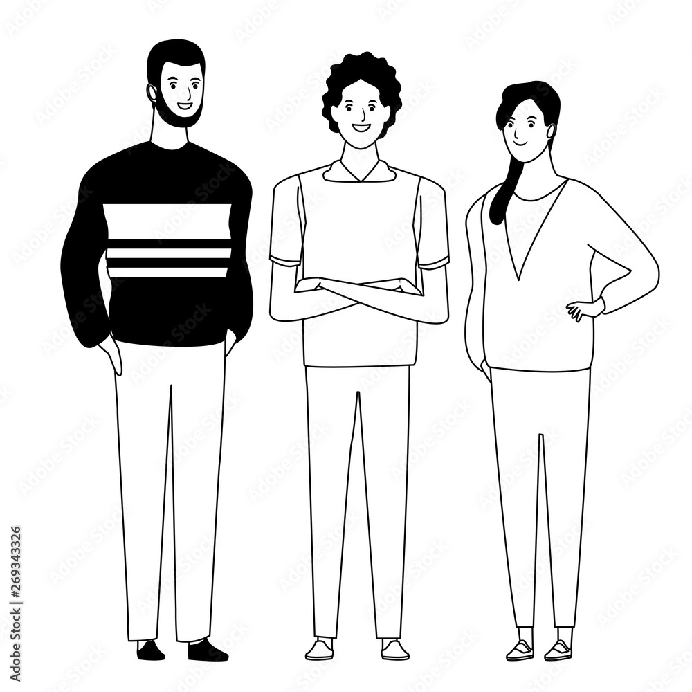 group of people avatar cartoon character in black and white group of people avatar cartoon character in black and white