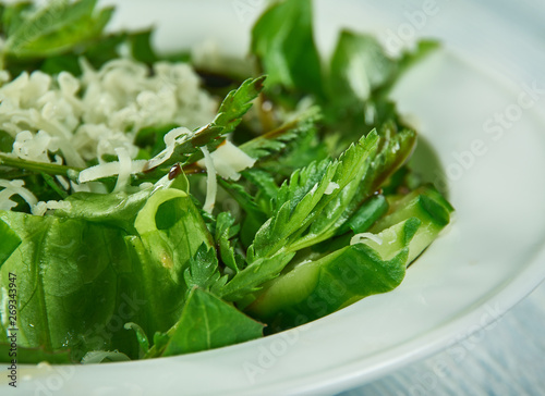 Spring salad with herbs  dandelion  nettle