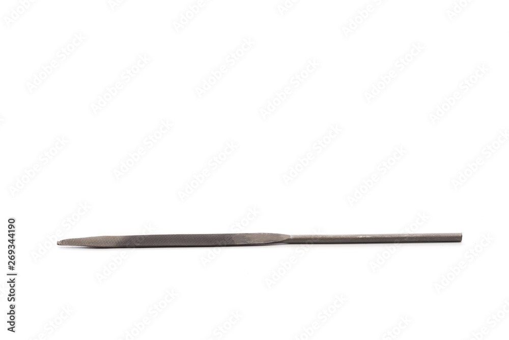 Needle files - working tool on a white background. Place for text Needle files - working tool on a white background. Place for text