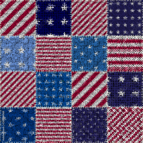 Seamless pattern. Imitation of a patchwork pattern of rough canvas. Vector image.