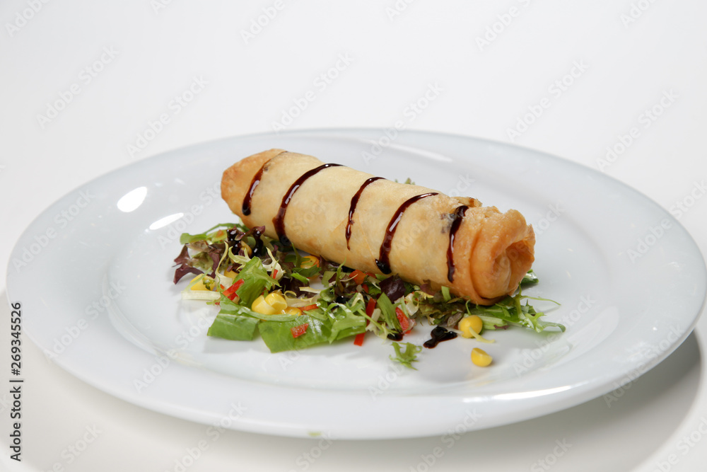 spring rolls chinese snack white background