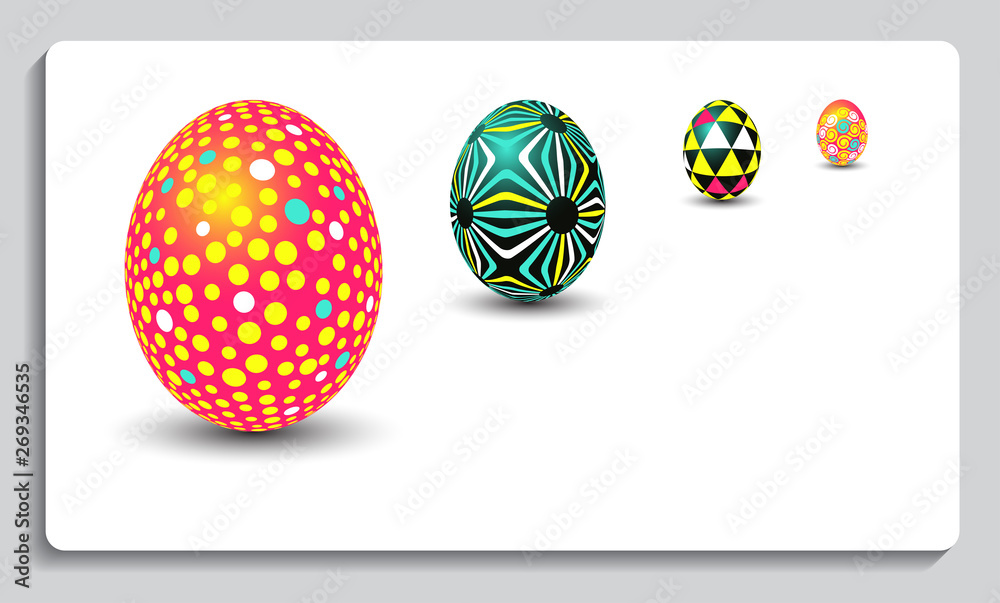 card with easter decorated easter eggs standing up in pop shades