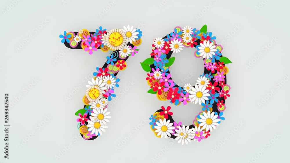 Numerical digit floral animation, 79. Numerical digit floral animation, 79.