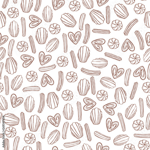Hand drawn cookies. Vector seamless pattern