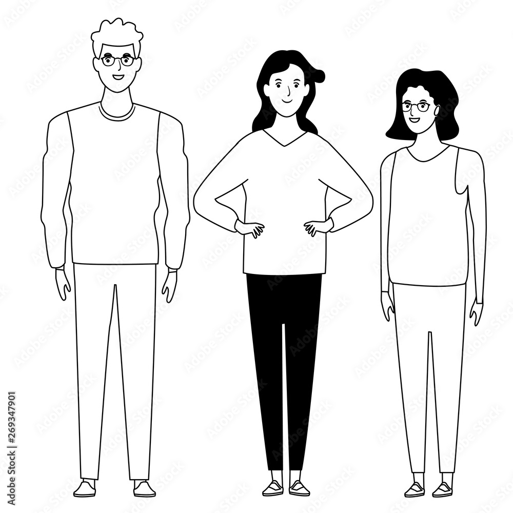 group of people avatar cartoon character in black and white group of people avatar cartoon character in black and white