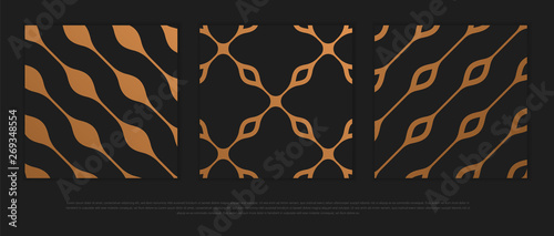 Vector set of design elements, labels and frames for packaging for luxury products in trendy linear style.